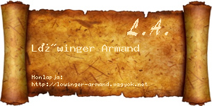 Lőwinger Armand névjegykártya