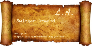 Lőwinger Armand névjegykártya